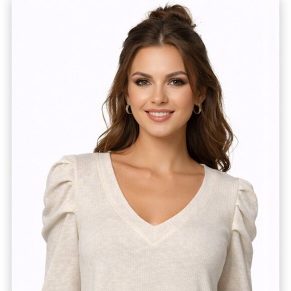 Cream Puff Sleeve Knit Top - Picture 2 of 4